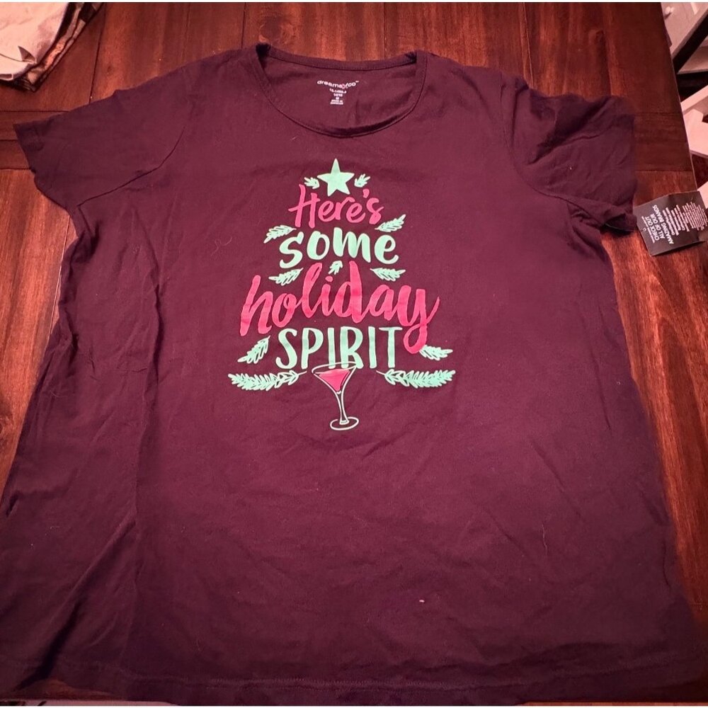 "Heres Some Holiday Spirit" Womens T-Shirt Purple Wine Themed